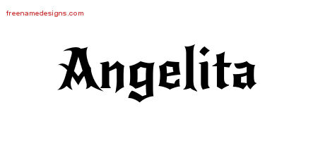 Gothic Name Tattoo Designs Angelita Free Graphic
