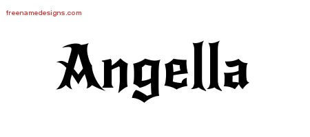 Gothic Name Tattoo Designs Angella Free Graphic