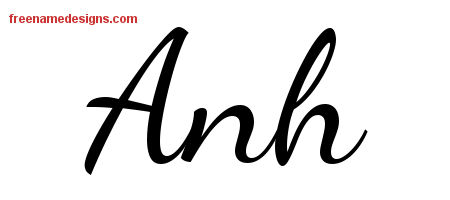 Lively Script Name Tattoo Designs Anh Free Printout