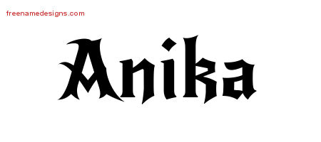 Gothic Name Tattoo Designs Anika Free Graphic