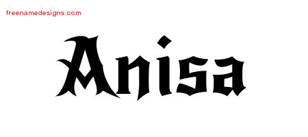 Gothic Name Tattoo Designs Anisa Free Graphic