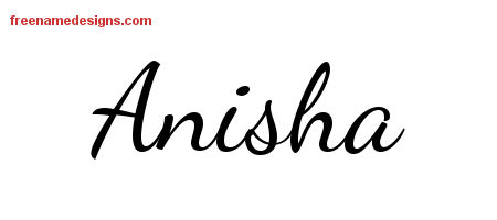Lively Script Name Tattoo Designs Anisha Free Printout
