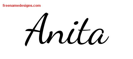 Lively Script Name Tattoo Designs Anita Free Printout