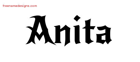 Gothic Name Tattoo Designs Anita Free Graphic