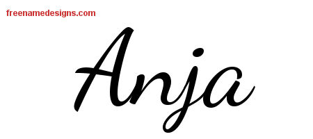 Lively Script Name Tattoo Designs Anja Free Printout