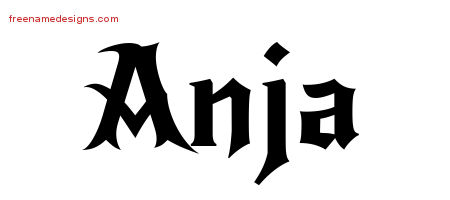 Gothic Name Tattoo Designs Anja Free Graphic