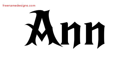 Gothic Name Tattoo Designs Ann Free Graphic
