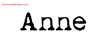 Vintage Writer Name Tattoo Designs Anne Free Lettering