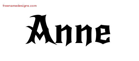 Gothic Name Tattoo Designs Anne Free Graphic