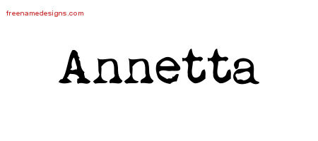 Vintage Writer Name Tattoo Designs Annetta Free Lettering