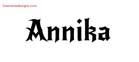 Gothic Name Tattoo Designs Annika Free Graphic