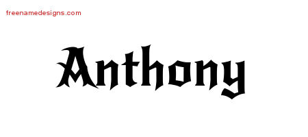Gothic Name Tattoo Designs Anthony Free Graphic