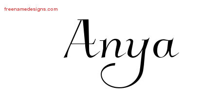 Elegant Name Tattoo Designs Anya Free Graphic