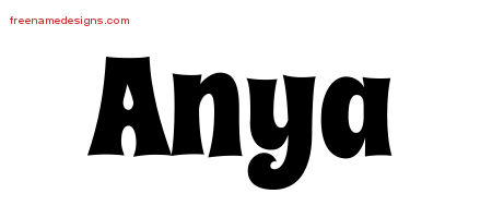 Groovy Name Tattoo Designs Anya Free Lettering