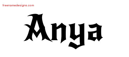 Gothic Name Tattoo Designs Anya Free Graphic