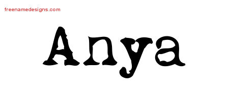 Vintage Writer Name Tattoo Designs Anya Free Lettering
