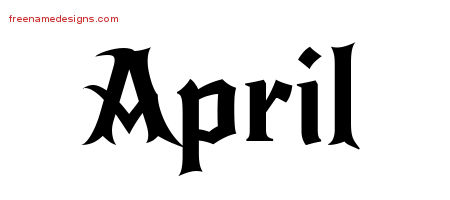 Gothic Name Tattoo Designs April Free Graphic