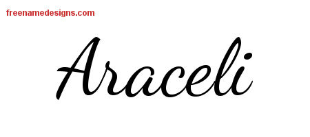 Lively Script Name Tattoo Designs Araceli Free Printout
