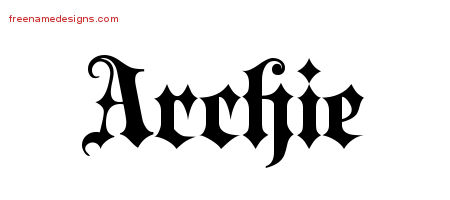 Old English Name Tattoo Designs Archie Free Lettering