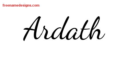 Lively Script Name Tattoo Designs Ardath Free Printout