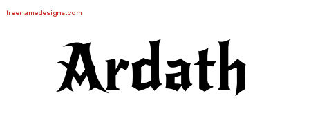 Gothic Name Tattoo Designs Ardath Free Graphic