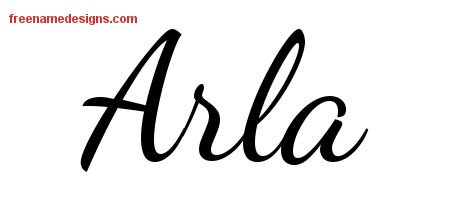 Lively Script Name Tattoo Designs Arla Free Printout
