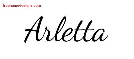 Lively Script Name Tattoo Designs Arletta Free Printout