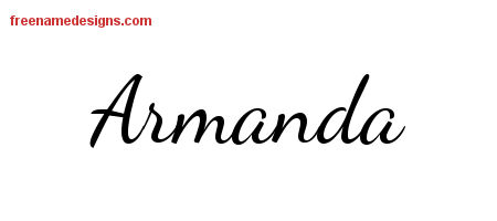 Lively Script Name Tattoo Designs Armanda Free Printout