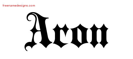 Old English Name Tattoo Designs Aron Free Lettering