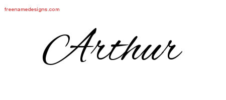 Cursive Name Tattoo Designs Arthur Free Graphic