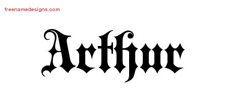 Old English Name Tattoo Designs Arthur Free Lettering