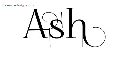 Decorated Name Tattoo Designs Ash Free Lettering