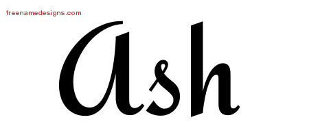 Calligraphic Stylish Name Tattoo Designs Ash Free Graphic