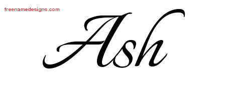 Calligraphic Name Tattoo Designs Ash Free Graphic