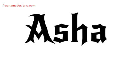 Gothic Name Tattoo Designs Asha Free Graphic