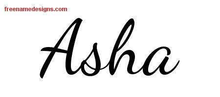 Lively Script Name Tattoo Designs Asha Free Printout