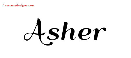 Art Deco Name Tattoo Designs Asher Graphic Download