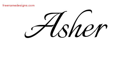 Calligraphic Name Tattoo Designs Asher Free Graphic