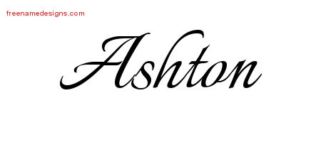 Calligraphic Name Tattoo Designs Ashton Free Graphic