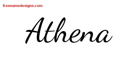Lively Script Name Tattoo Designs Athena Free Printout