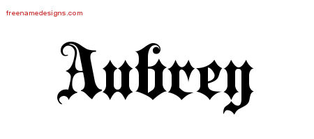 Old English Name Tattoo Designs Aubrey Free Lettering
