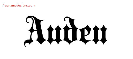 Old English Name Tattoo Designs Auden Free Lettering