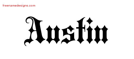 Old English Name Tattoo Designs Austin Free Lettering