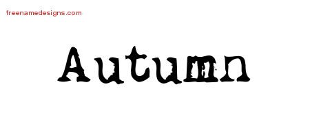 Vintage Writer Name Tattoo Designs Autumn Free Lettering