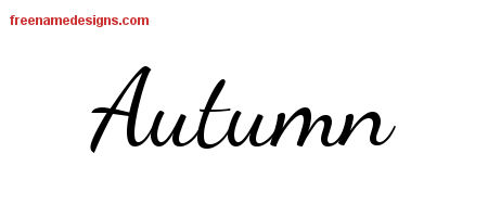 Lively Script Name Tattoo Designs Autumn Free Printout