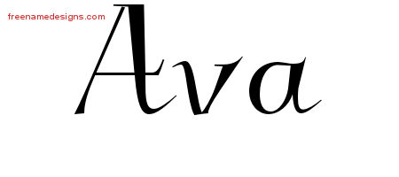 Elegant Name Tattoo Designs Ava Free Graphic
