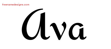 Calligraphic Stylish Name Tattoo Designs Ava Download Free