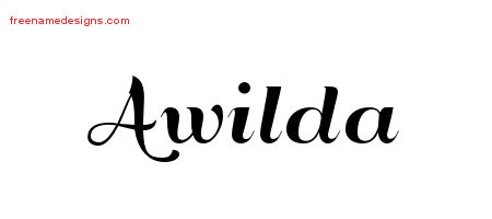 Art Deco Name Tattoo Designs Awilda Printable