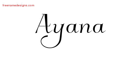 Elegant Name Tattoo Designs Ayana Free Graphic