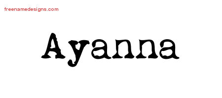 Vintage Writer Name Tattoo Designs Ayanna Free Lettering